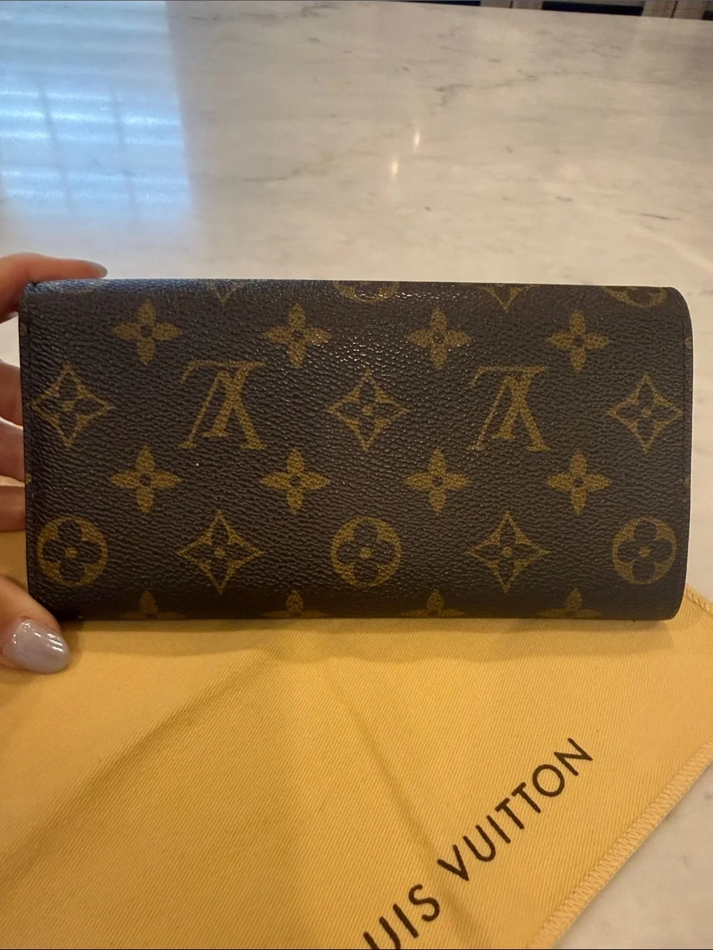 Louis Vuitton Monogram Canvas Continental Wallet in Brown with Gold Hardware